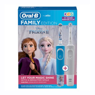 ORAL-B elektrinių dantų šepetėlių 1+1 Vitality D100 ir Vitality Frozen rinkinys