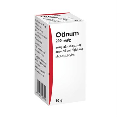 OTINUM, 200 mg/g, ausų lašai (tirpalas), 10 ml