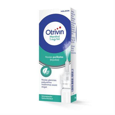 OTRIVIN MENTHOL, 1 mg/ml, nosies purškalas (tirpalas), 10 ml