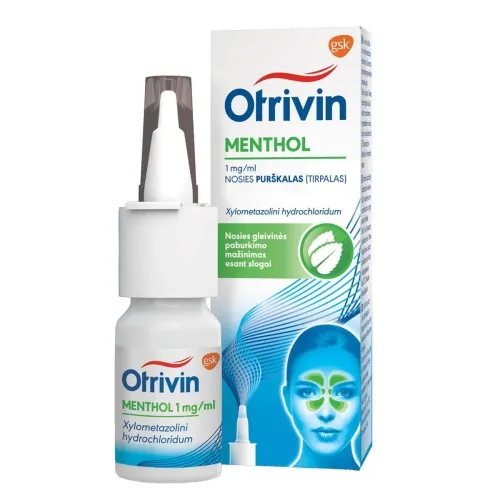 Otrivin Menthol 1mg/ml nosies purškalas, 10 ml