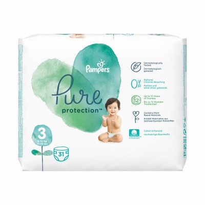 PAMPERS sauskelnės PURE, 3 dydis, 6-, N31, 10 kg