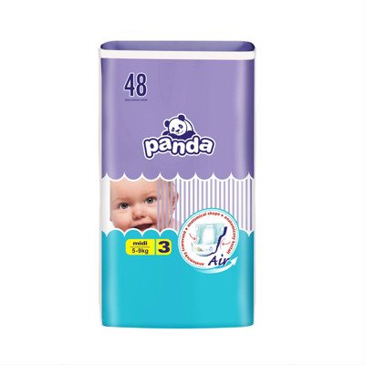 PANDA MIDI, sauskelnės vaikams, 5 -, 48 vnt., 9 kg