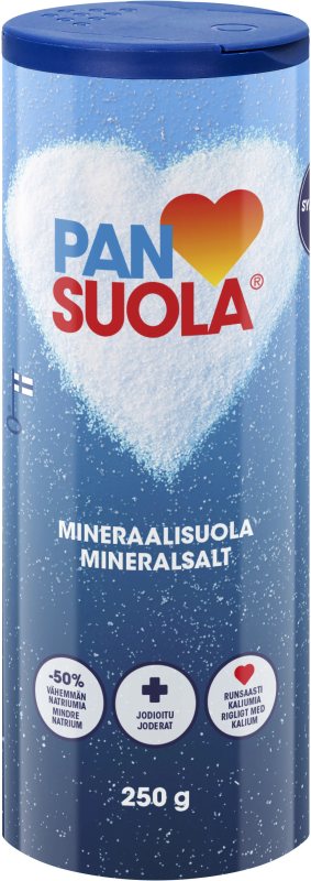 PANSALT mineralinė druska su sumažintu natrio kiekiu druskinėje, 250 g