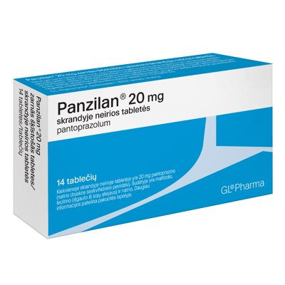 PANZILAN, 20 mg, skrandyje neirios tabletės, N14