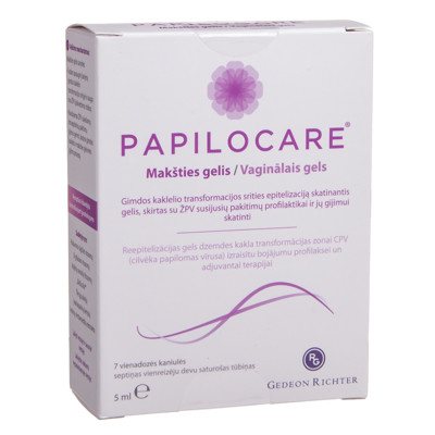 PAPILOCARE, makšties gelis, 7 vienadozės kaniulės, 5 ml