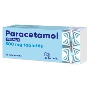 Paracetamol Siromed 500 mg tabletės, Tabletės, N20
