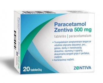 PARACETAMOL Zentiva 500 mg tabletės N20