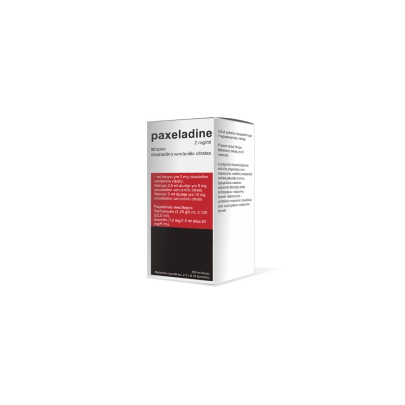 PAXELADINE 2mg/ml sir. (+matav.taur.) (lyg.imp.), 100 ml