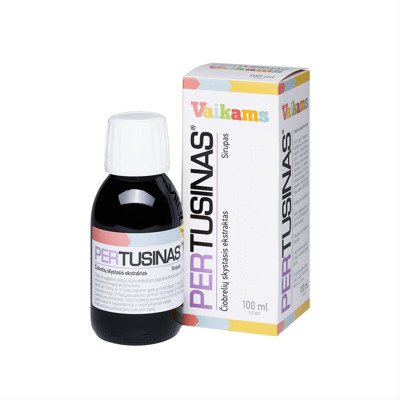 PERTUSINAS, 1 ml/5 ml, sirupas, vaikams, 100 ml ir matavimo šaukšas N1, 5 ml