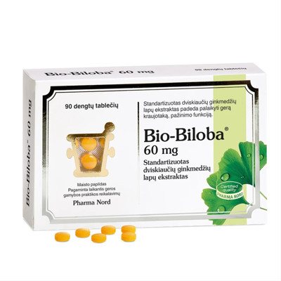 PHARMA NORD BIO-BILOBA, 60 mg, 90 tablečių