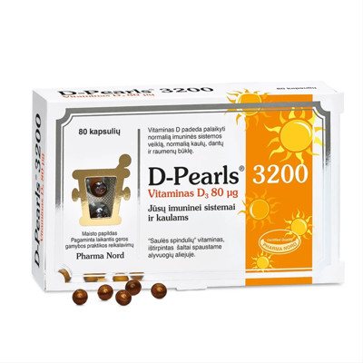 PHARMA NORD D-PEARLS 3200, 80 kapsulių