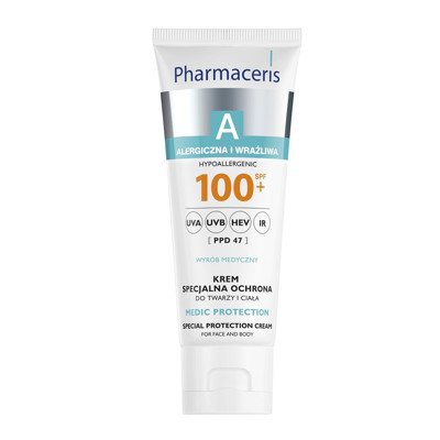 PHARMACERIS A MEDIC PROTECTION, apsauginis kremas veidui ir kūnui, SPF 100, 75 ml