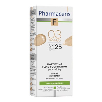 PHARMACERIS F MATTIFYING, matinė pudra, SPF 25, Nr.3, 30 ml