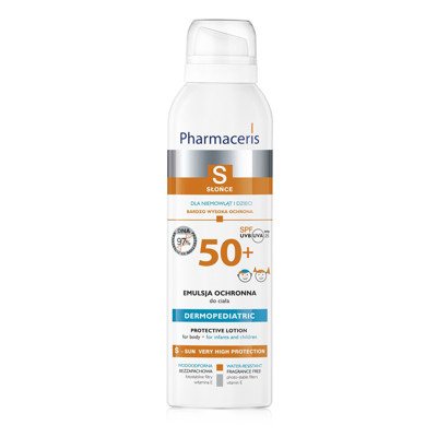PHARMACERIS S, purškiama emulsija kūnui nuo 6 mėn., SPF50+, 150 ml