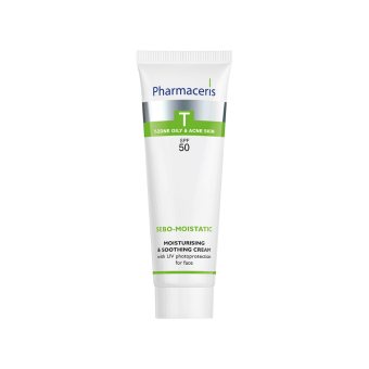 PHARMACERIS T SEBO MOISTATIC, raminantis drėkinamasis kremas, SPF 50, 50 ml