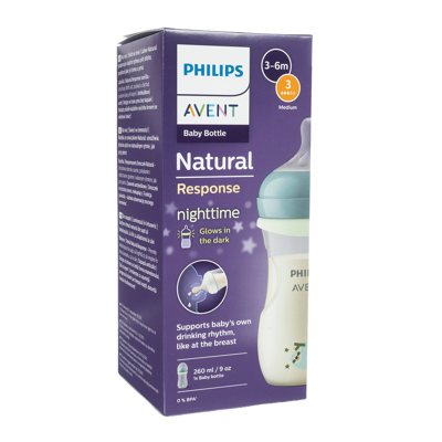 PHILIPS AVENT, buteliukas "Natural Response" su tamsoje šviečiančiu žiedu, SCY903/81, 260 ml