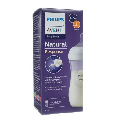PHILIPS AVENT, buteliukas "Natural Response", su vidutinės tėkmės žinduku, SCY903/01, 260 ml