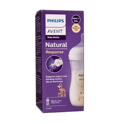 PHILIPS AVENT NATURAL RESPONSE, Buteliukas dekoruotas, ŽIRAFA, SCY903/66, 260 ml