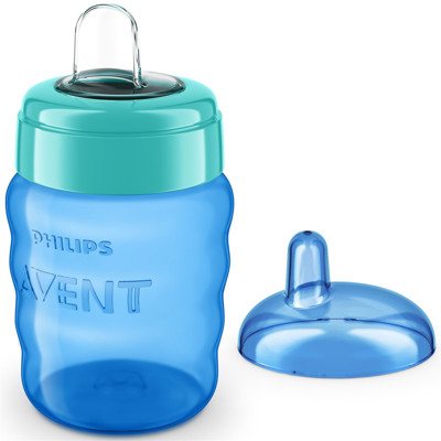 PHILIPS AVENT, puodelis su minkštu silikoniniu snapeliu be rankenėlių, mėlynas, SCF553/05, 260 ml