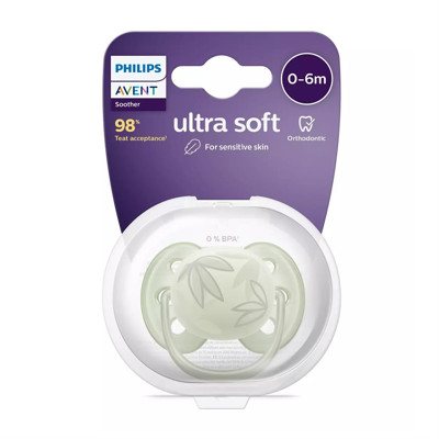PHILIPS AVENT, silikoninis čiulptukas, 0-6mėn., Švelnus dekoruotas M, SCF092/02, 1 vnt
