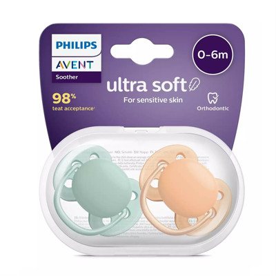 PHILIPS AVENT, silikoninis čiulptukas, 0-6mėn., Švelnus nedekoruotas M, SCF091/03, 2 vnt