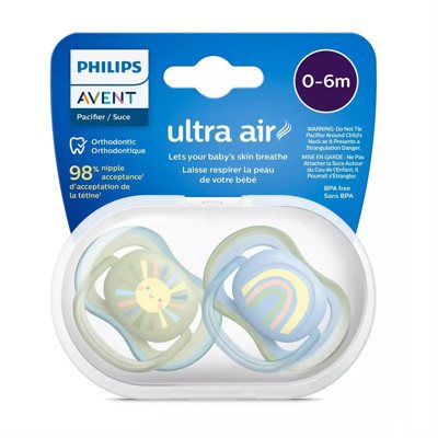 PHILIPS AVENT, silikoninis čiulptukas, 0-6mėn., Ultra Air, SCF085/58, 2 vnt
