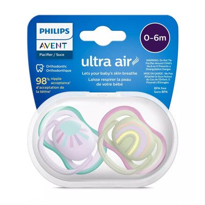 PHILIPS AVENT, silikoninis čiulptukas, 0-6mėn., Ultra Air, SCF085/59, 2 vnt