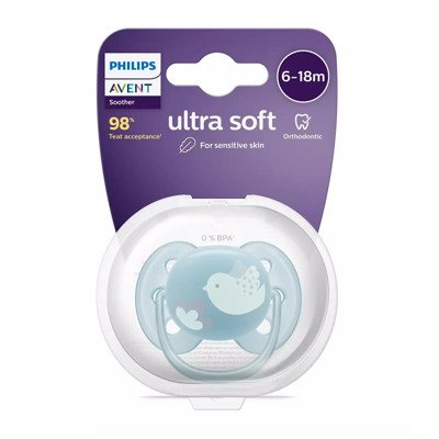 PHILIPS AVENT, silikoninis čiulptukas, 6-18mėn., Švelnus dekoruotas B, SCF092/04, 1 vnt