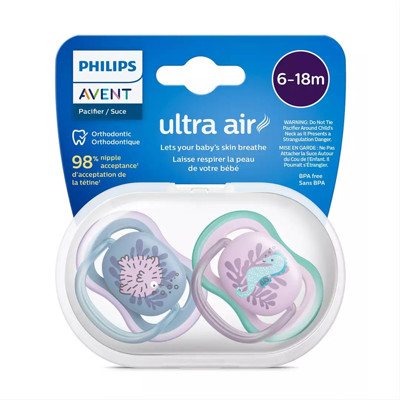 PHILIPS AVENT, silikoninis čiulptukas, 6-18mėn., Ultra Air, SCF085/61, 2 vnt