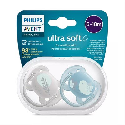 PHILIPS AVENT, silikoninis čiulptukas, 6-8mėn., Švelnus dekoruotas M, SCF091/15, 2 vnt