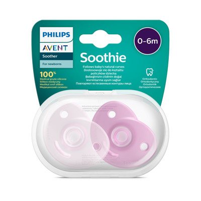 PHILIPS AVENT, silikoninis čiulptukas, ''Minkštasis M'', nuo 0-6mėn., SCF099/22, 2 vnt