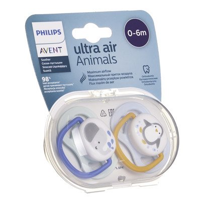 PHILIPS AVENT, silikoninis čiulptukas. "Ultra Air B", 0-6 mėn., SCF080/05 (1/890), 2 vnt