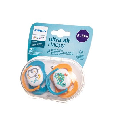 PHILIPS AVENT, silikoninis čiulptukas, "Ultra Air B", dekoruotas, 6-18 mėn., SCF080/07 1/892, 2 vnt