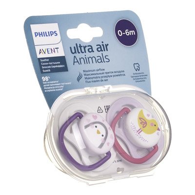 PHILIPS AVENT, silikoninis čiulptukas. "Ultra Air M", 0-6 mėn., SCF080/06 (1/891), 2 vnt