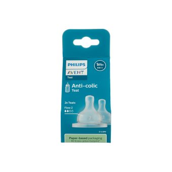 PHILIPS AVENT silikoninis žindukas ANTI-COLIC (SCY762/02), lėta tėkmė (2), nuo 1 mėn., 2 vnt