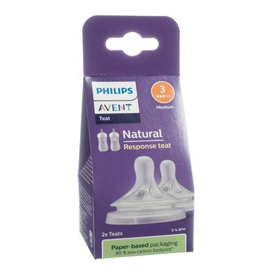 PHILIPS AVENT, silikoninis žindukas "Natural Response" (3 srauto, vidutinė tėkmė), nuo 1 mėn., SCY963/02, 2 vnt