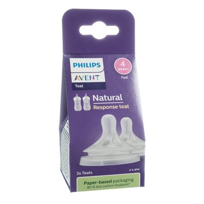 PHILIPS AVENT, silikoninis žindukas "Natural Response", (4 srauto. greita tėkmė), nuo 3 mėn., SCY964/02, 2 vnt