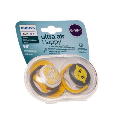 PHILIPS AVENT ULTRA AIR, silikoninis čiulptukas, 6-18mėn., Citrina, SCF080/18