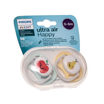 PHILIPS AVENT ULTRA AIR, silikoninis čiulptukas, nuo 0-6mėn., Vaisiai, SCF080/17 , N2