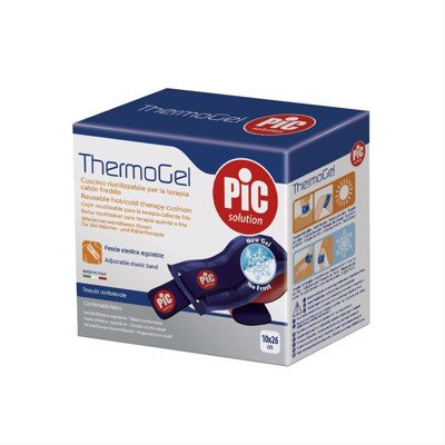 PIC THERMOGEL, Šalčio/šilumos paketas su elastine juosta, daugkartinis, be šerkšno, 1vnt., 10 x 26 cm