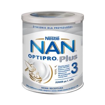 Pieno mišinys NAN OPTIPRO Plus 3, kūdikiams nuo 1 metų, 800 g+specialus dozavimo šaukštelis, 800 g