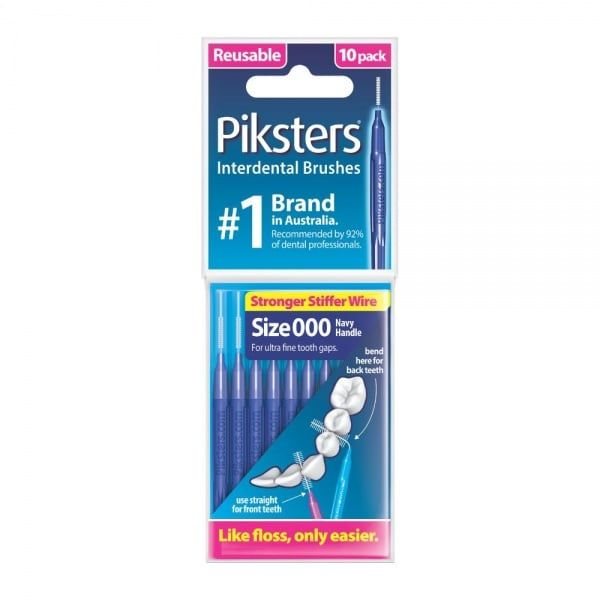 PIKSTERS tarpdančių šepetėliai, dydis 000, mėlyni, 10 vnt
