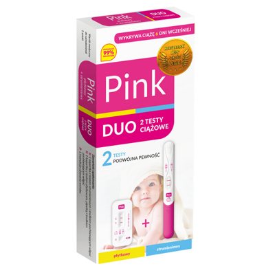 Pink nėštumo testas DUO (srovės tipo 10 mIU + kasetinis 10 mIU), N2