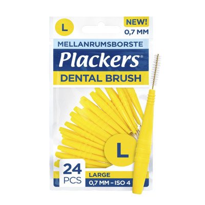 PLACKERS DENTAL BRUSH, tarpdančių šepetėlis, L, 24 vnt., 0.7 mm