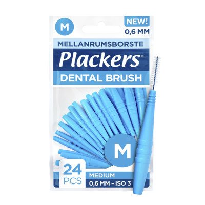 PLACKERS DENTAL BRUSH, tarpdančių šepetėlis, M, 24 vnt., 0.6 mm