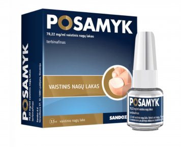 POSAMYK 78,22 mg/ml vaistinis nagų lakas, 3.3 ml