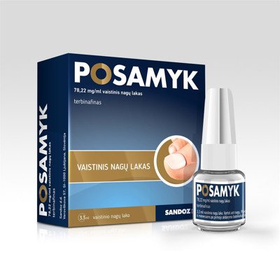 POSAMYK, 78,22mg/ml, vaistinis nagų lakas, N1, 3.3 ml