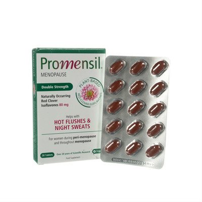 PROMENSIL MENOPAUSE DOUBLE STRENGHT, maisto papildai su raudonojo dobilo izoflavonais, 30 tablečių