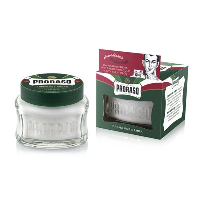 PRORASO GREEN PRE-SHAVE CREAM, gaivinantis kremas prieš skutimąsi, 100 ml