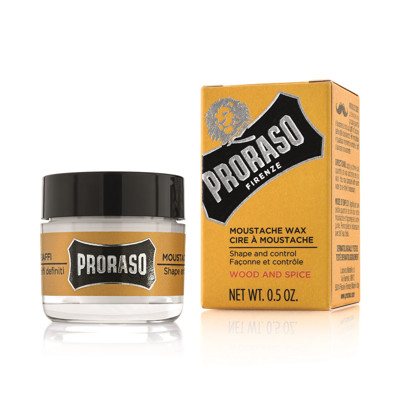 PRORASO WOOD & SPICE MOUSTACHE WAX, ūsų vaškas, 15 ml
